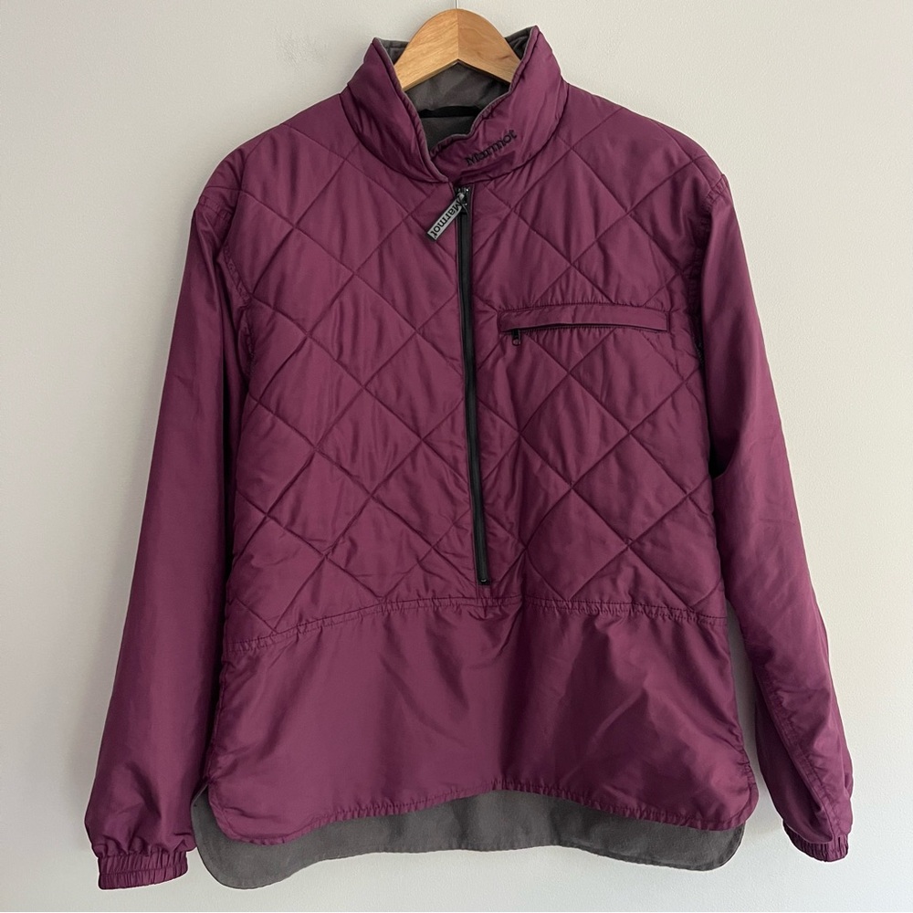 Marmot Burgundy Quilted Jacket with Gray Fleece Lining Medium